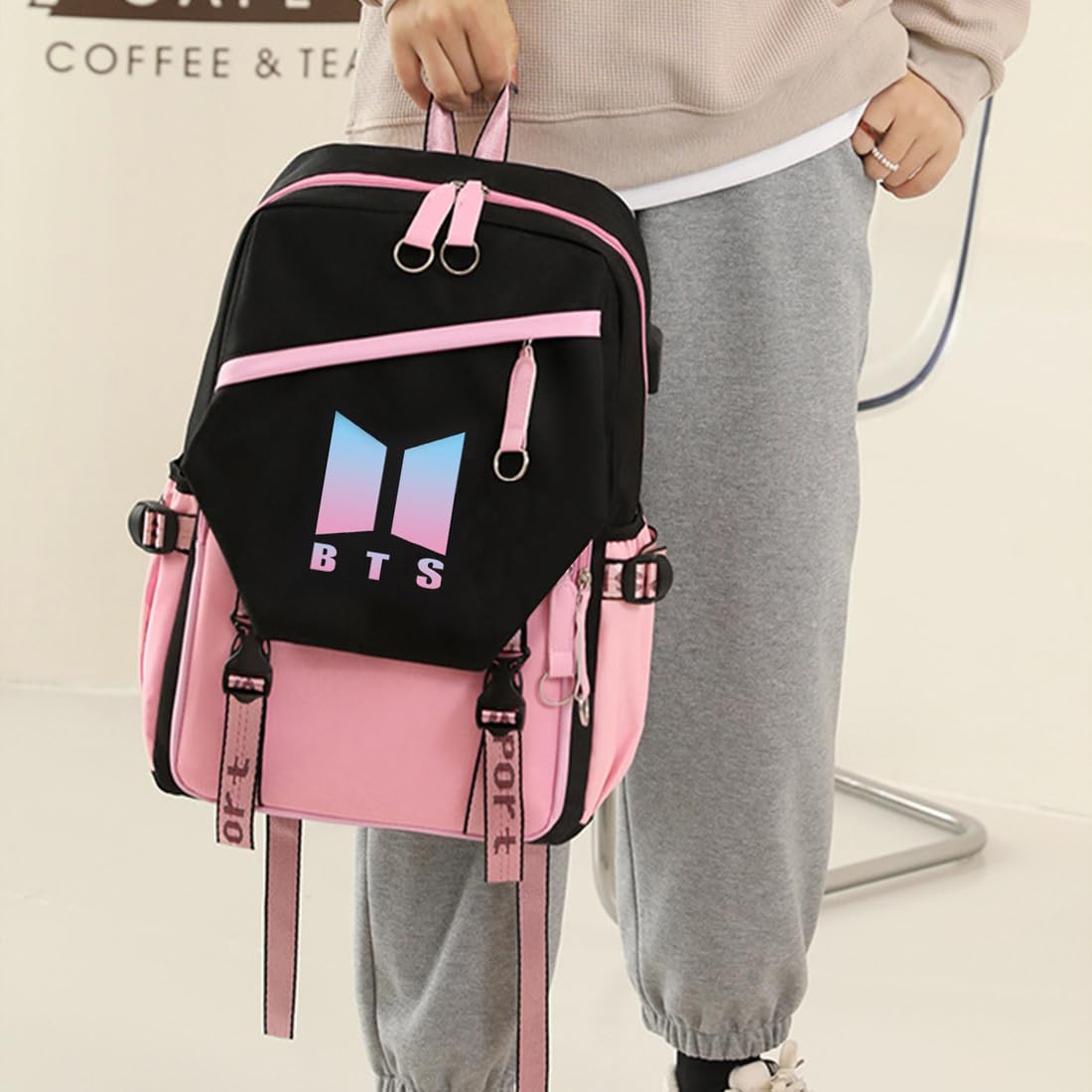 PALAY BTS Backpack for School and Travel featuring USB Cable Vent | 15.6 in Laptop Bag for Boys