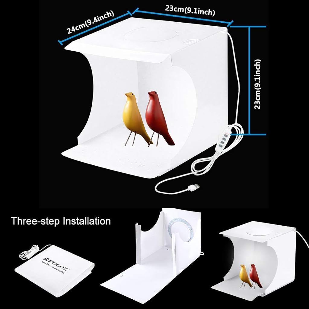 Verilux® Mini Portable Photo Studio Box, Portable Photo Studio Box for Jewellery and Small Items Portable Folding Photography Studio Box Booth Shooting Tent Kit(9.1inch