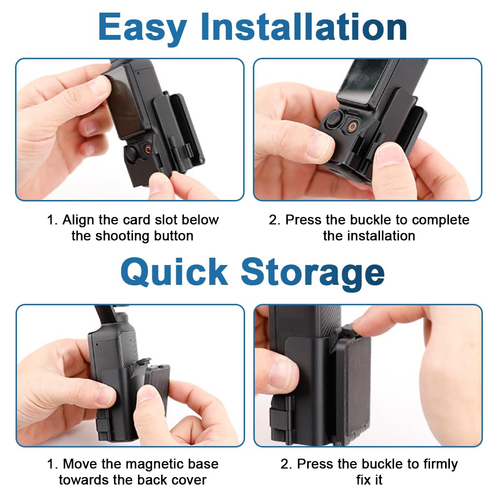 ZORBES Magnetic Wall Mount Folding Bracket for Pocket 3 featuring Ultra Strong Base | Adjustable PC Holder for Portable Outdoor Filming