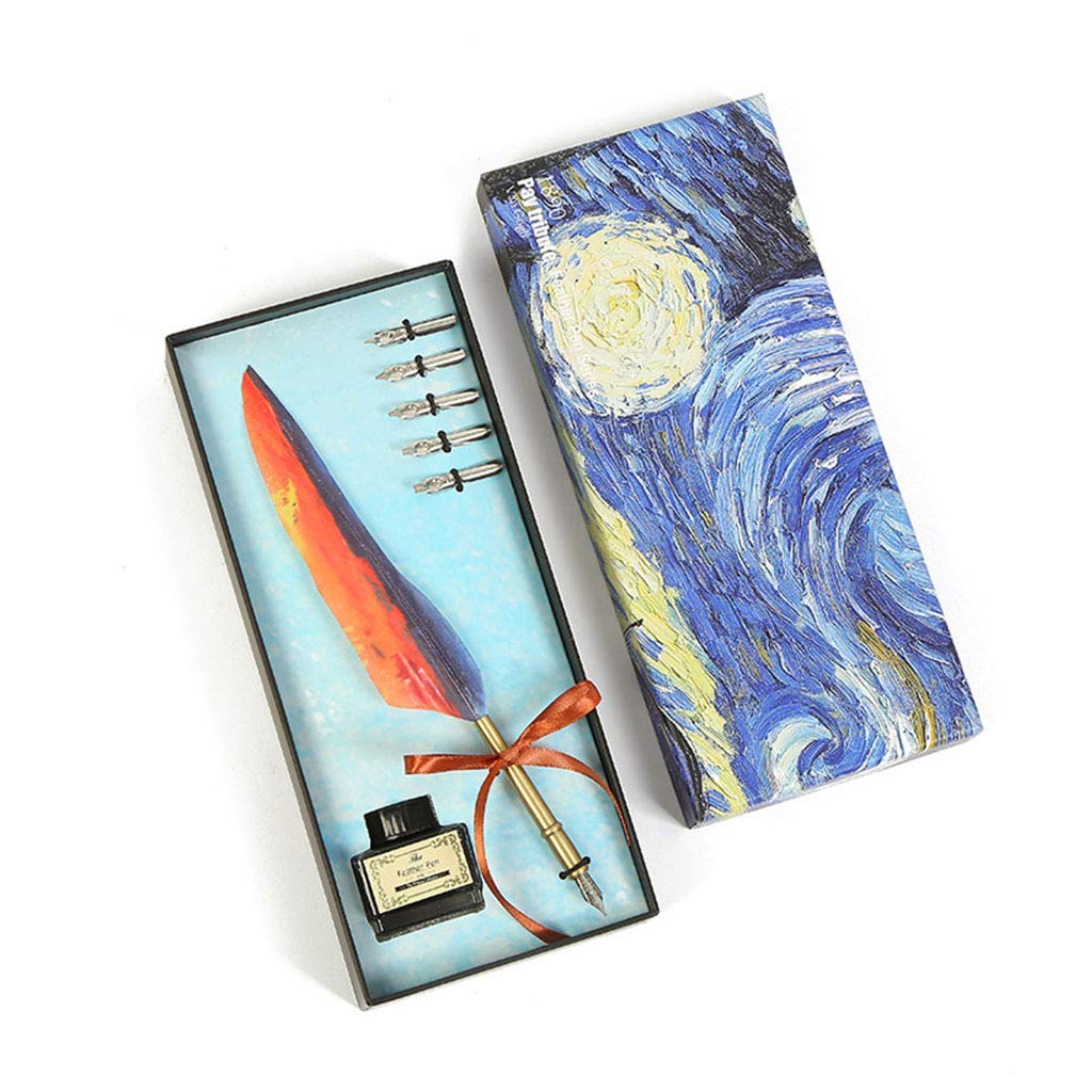 HASTHIP Quill Pen Ink Wax Seal Stamp Gift Set with 15ml Ink and 5 Nibs | Antique Feather Writing Kit