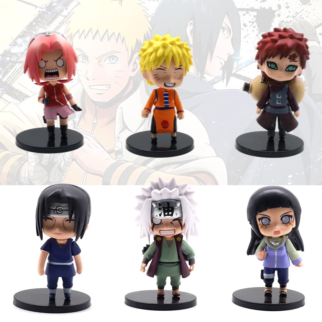 PATPAT Naruto Action Figures for Cake Decoration and Birthday Gifts | 6 PVC Figurines 10 cm