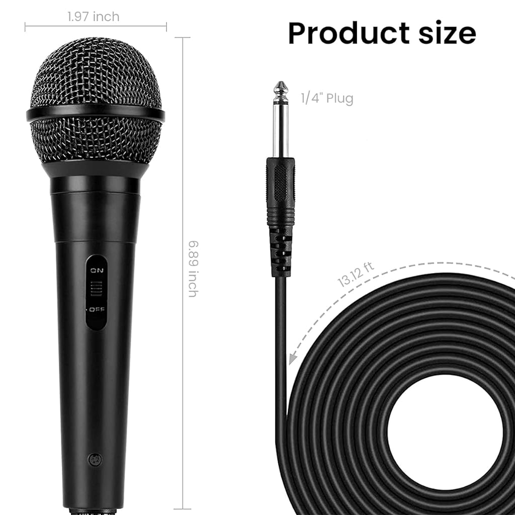 ZORBES® Handheld Wired Microphone with11ft Cable Cardioid Dynamic Microphones Mic with 6.35mm Jack to 3.5mm Jack Adapter, ON/Off Switch, Suited for Public Speaking, Presentation, Meeting, Home Karaoke