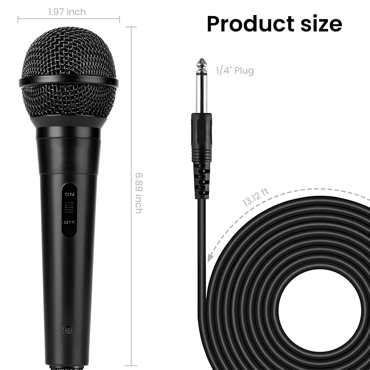 ZORBES Handheld Wired Microphone with 11ft Cable and ON Off Switch for Karaoke | Speech