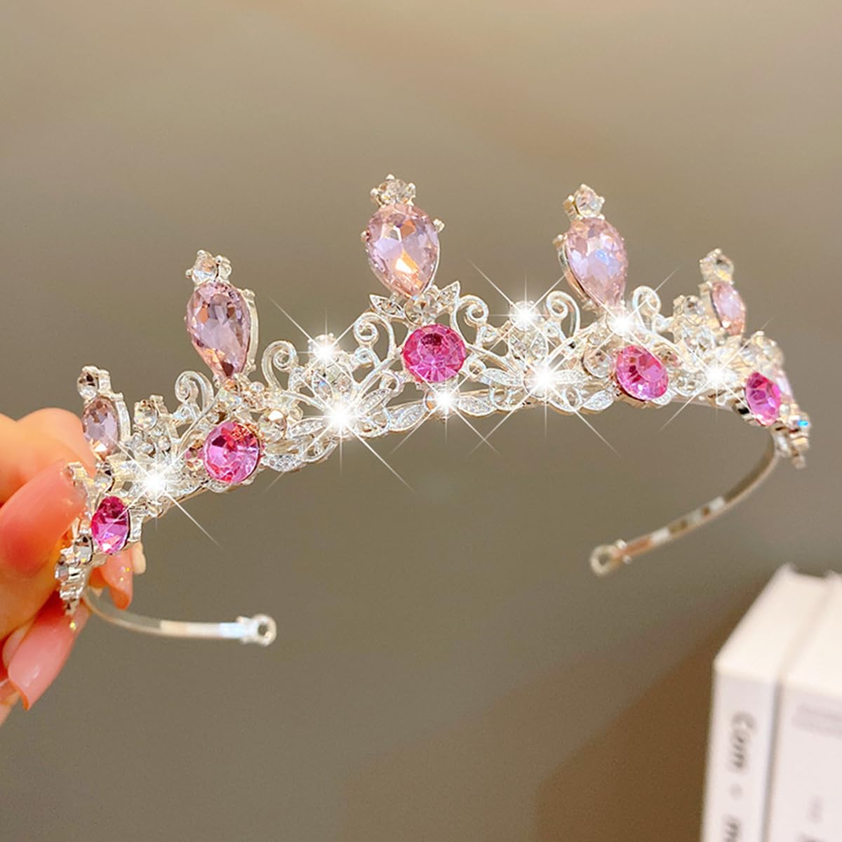 SANNIDHI Crystal Crown for Girls featuring Purple Rhinestones and Secure Loops | Ideal for Birthday Dress Up and Princess Cosplay