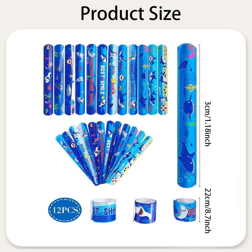 Zibuyu Shark Theme Slap Bracelet for Kids featuring Silicone Snap Design & Party Fun | Birthday Gift