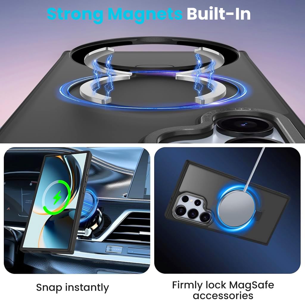 ZORBES Phone Case for Samsung Galaxy S25 Ultra with TPU Bumper and Folding Magnetic Ring | Matte Finish Supports Wireless Charging