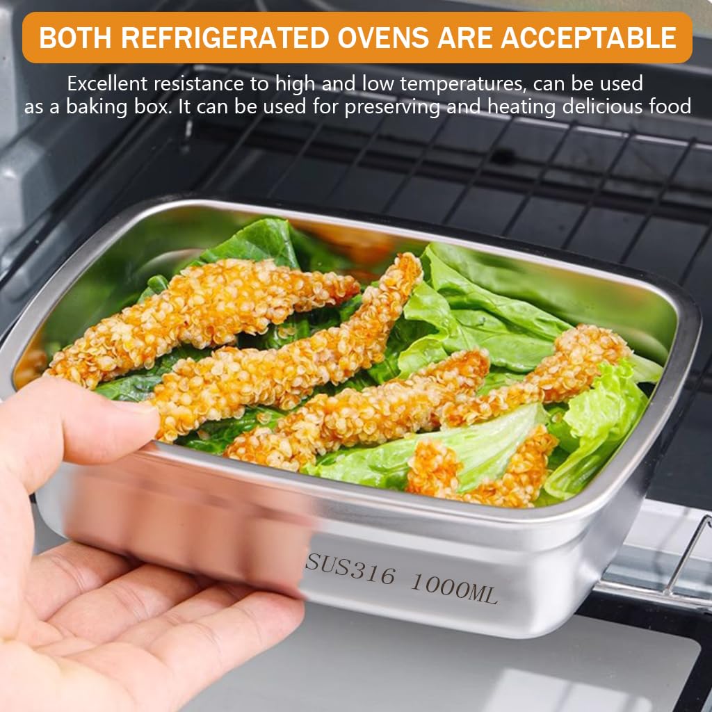 Supvox Stainless Steel Kitchen Containers for Meal Prep with Airtight Lids 1000ml & 1500ml
