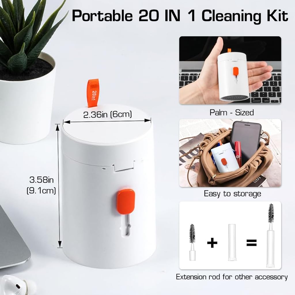 ZORBES Electronics Cleaner Kit Tool 20pcs Electronics Cleaning Kit Tool with Duster, Multi Brushes, Sprayer, Multi-functional Electronic Cleaning Tool Set for Laptop, Phone, Tablet, Earbuds, Keyboard