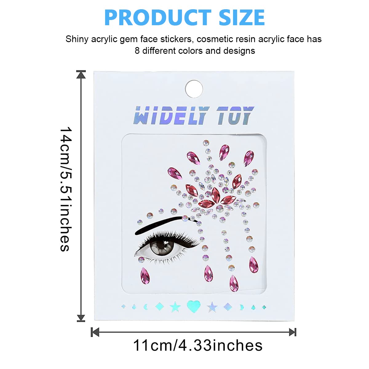 MAYCREATE® 16Pcs Face Rhinestone Stickers Shining Makeup 3D Flower Crystal Rhinestone Diamond Stickers Color Rhinestone Stickers for Events, Party, Festivals, DIY Crafting