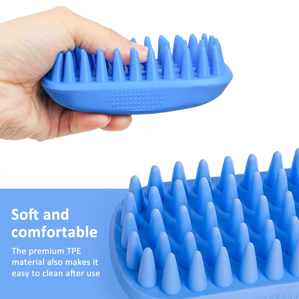 Qpets Dog Brush for Bathing and Grooming featuring Soft TPE Material | Easy to Clean