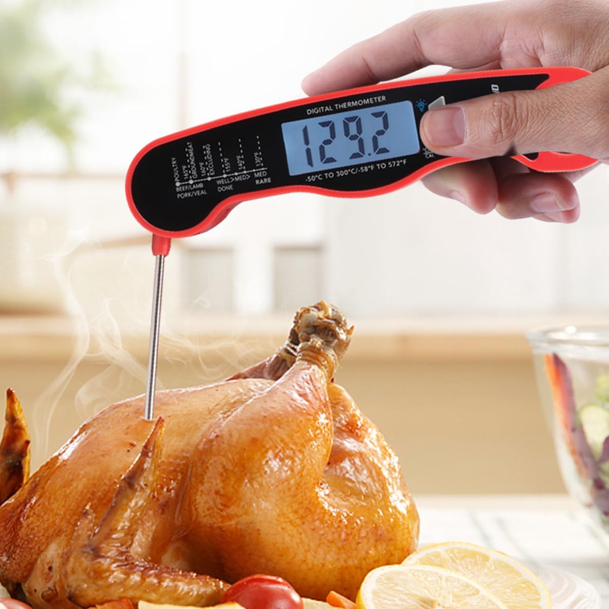 HASTHIP Meat Thermometer for Grilling and Cooking with Folding Probe and Backlit LCD | -58°F–572°F Instant Read