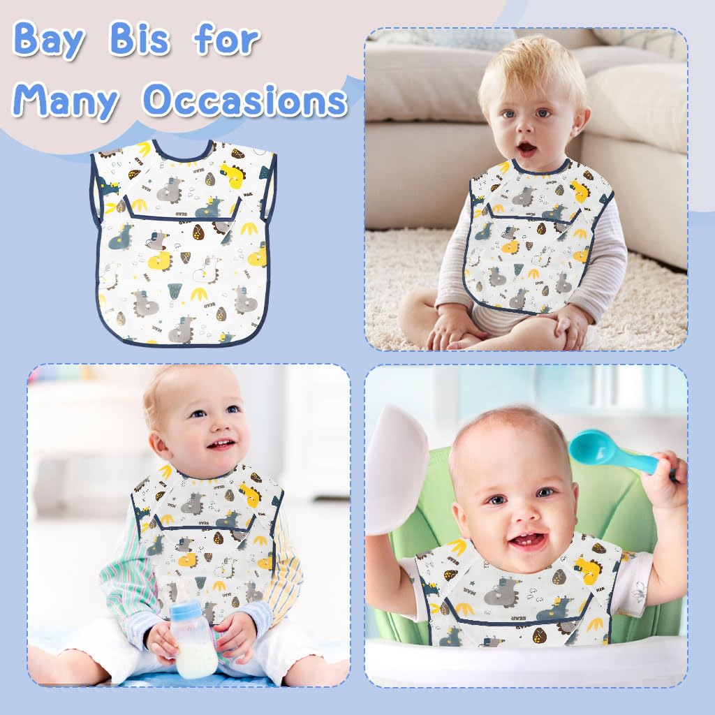 Zibuyu Baby Bib for Feeding with Food Catcher and Waterproof Fabric | Infants 6–24M