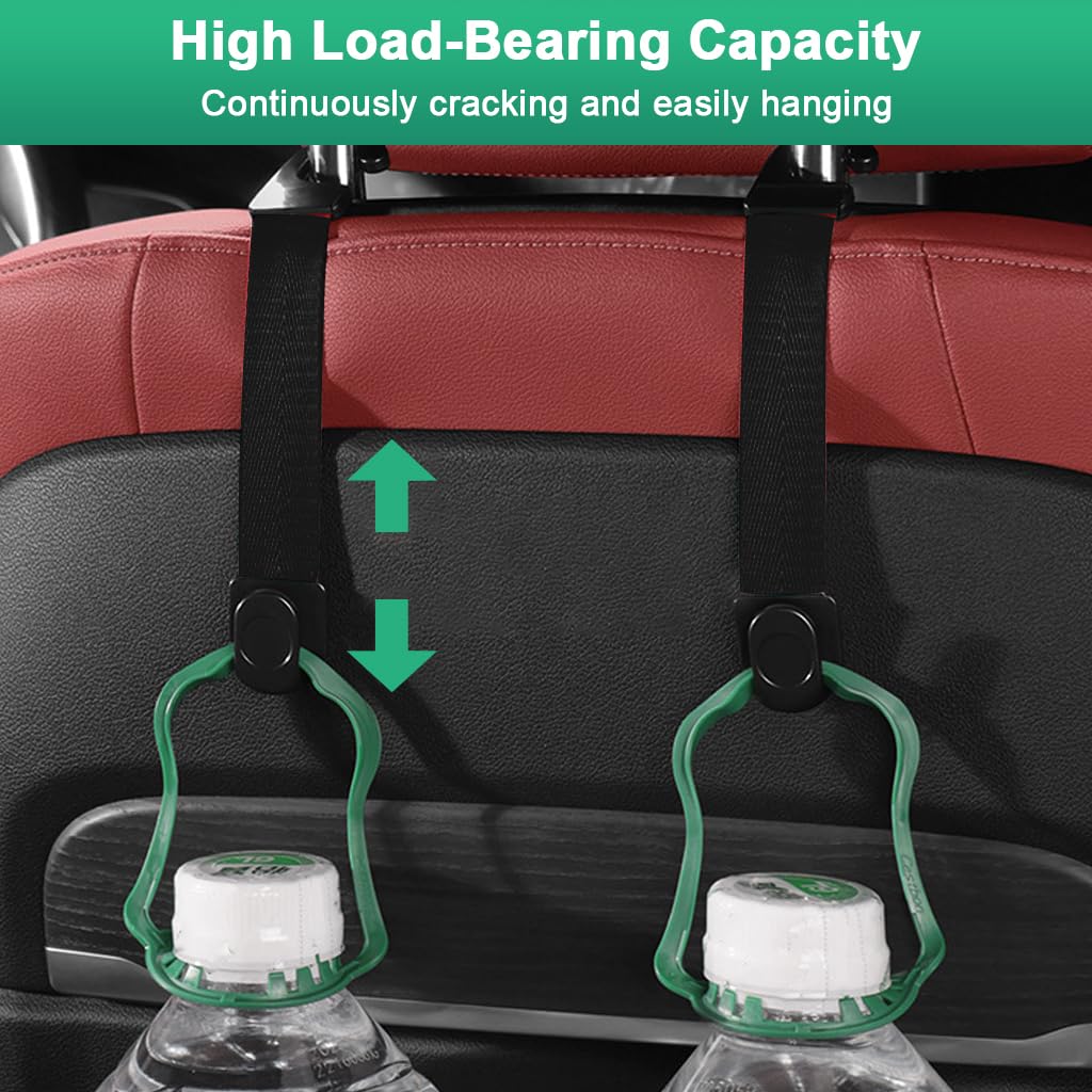 STHIRA Car Headrest Bag Hanger for Backseat Organization with Snap-on Strap | 4Pcs Set
