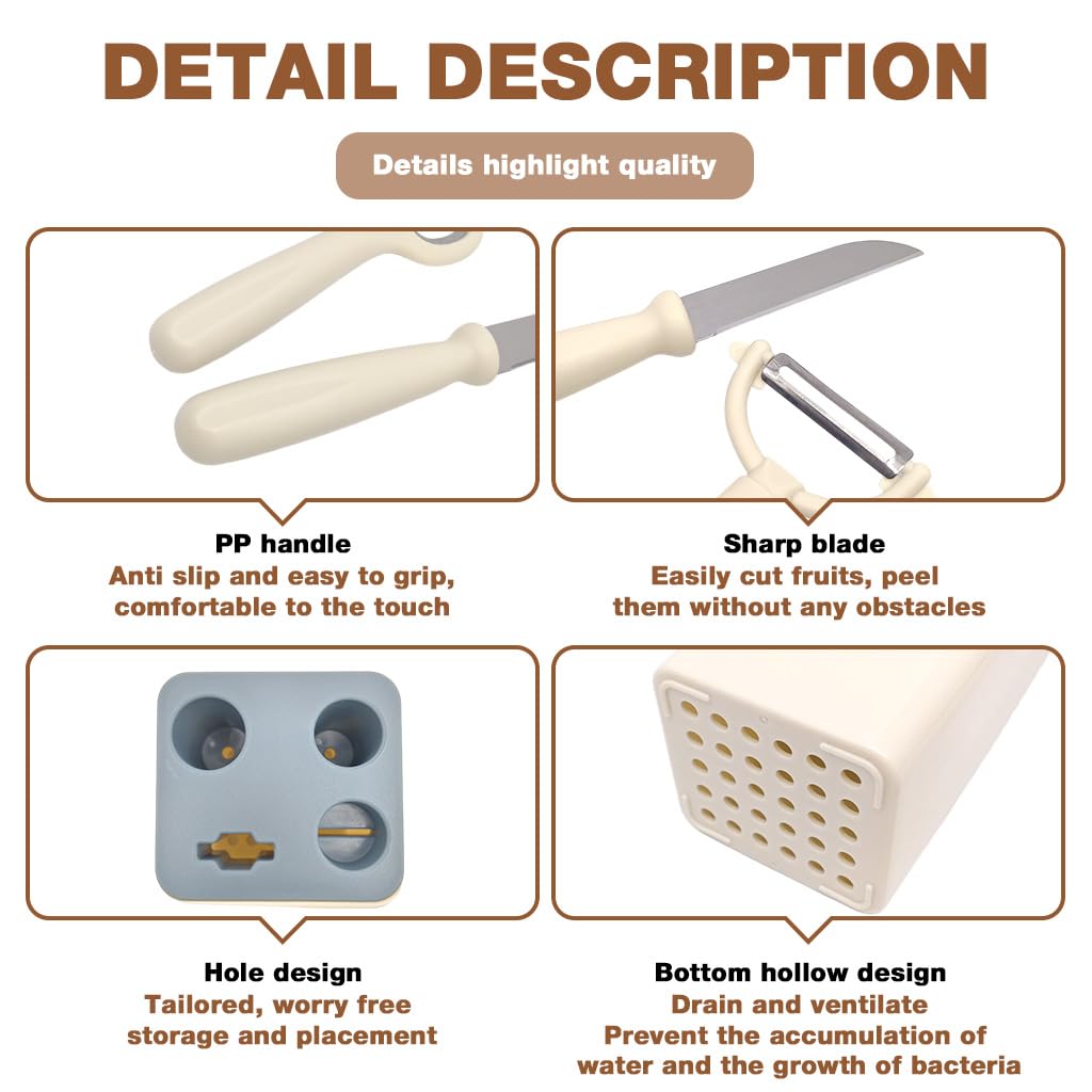 Supvox Kitchen Utility Tools 5 in 1 Set with No Drill Wall Organizer and Ergonomic Handle | Stainless Steel Shears and Fruit Cutter