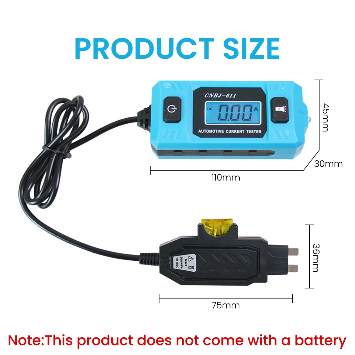 Serplex Car Circuit Tester for Automotive Fuse Diagnosis with LCD Display and LED Light 48V