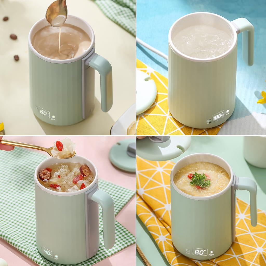 Supvox Electric Kettle for Travel and Home Use with 4 Preset Temperatures and Ceramic Liner | 450ml Portable Water Boiler Featuring LCD Display and Tea Strainer