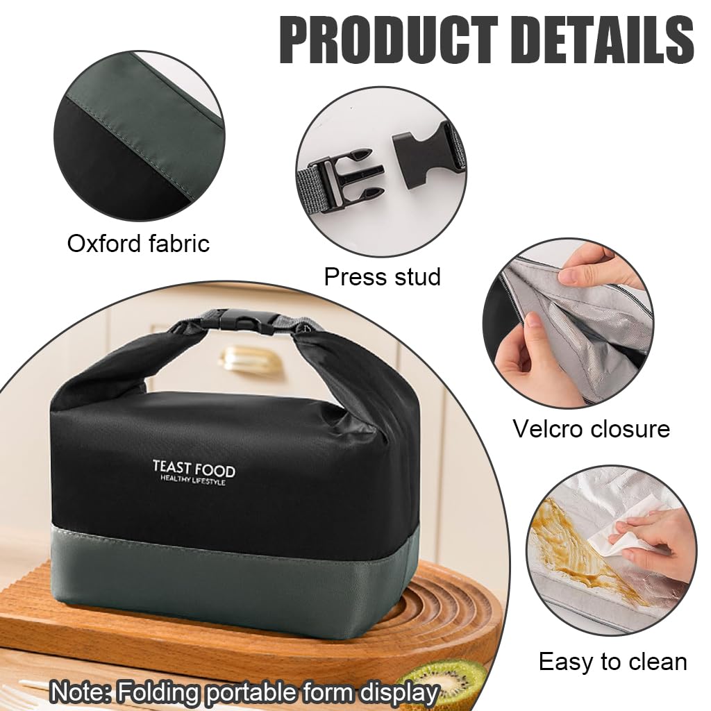 HASTHIP Lunch Bag for Work and Travel with Quick Release Buckle Handle 20x15x28cm | Waterproof Oxford Cloth Thermal Cooler