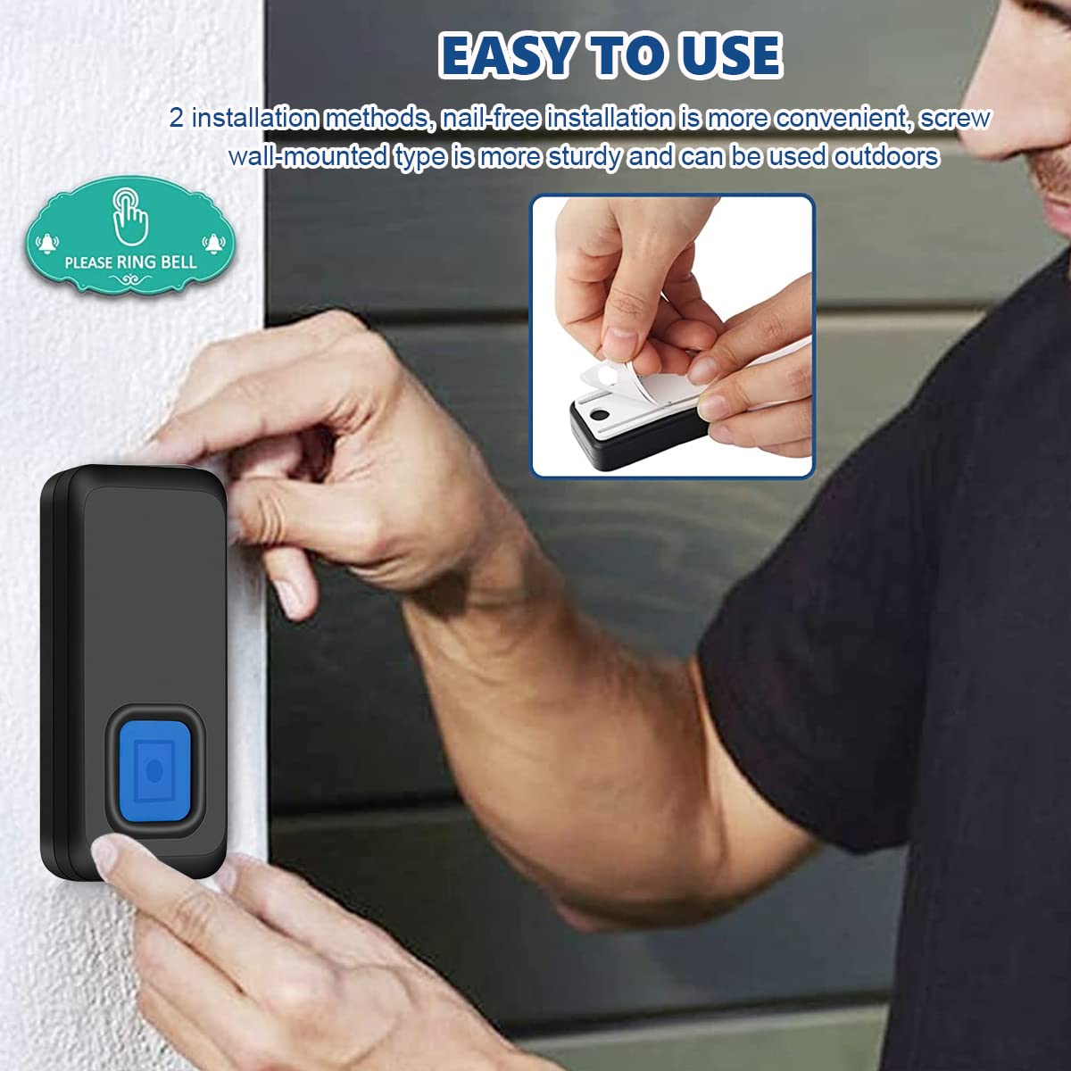 Supvox Wireless Door Bell for Home with IP55 Waterproof Design and 328ft Range | Flash Light Receiver