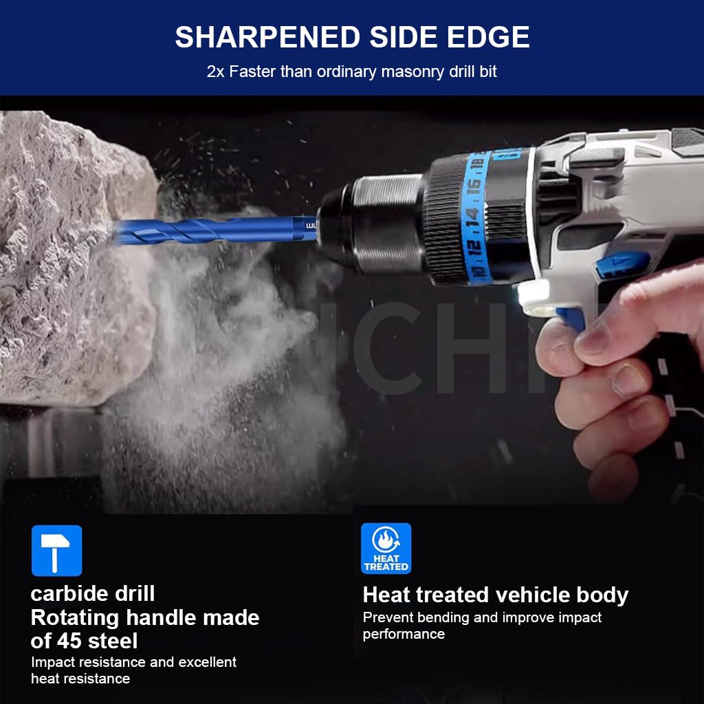 Serplex Drill Bits Set for Glass Marble Cement and Concrete 4Pcs 6mm–12mm with 1/4 inch Hex Shank