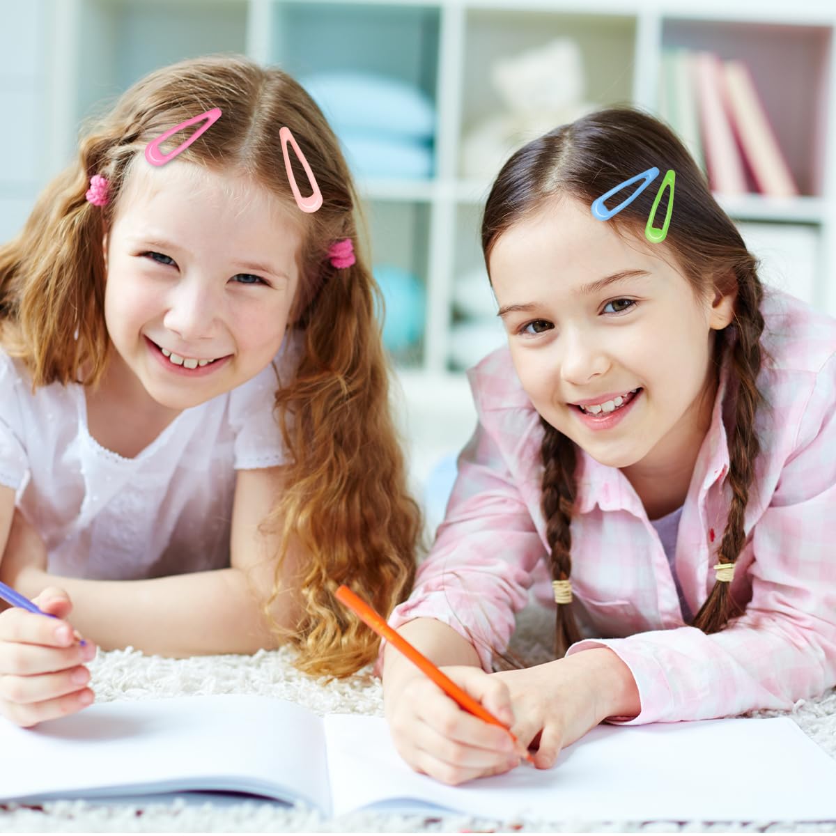 PATPAT Hair Clips for Girls with Mesh Drawstring Bag featuring 40 Alloy Rainbow Pins | Daily Styling Accessory