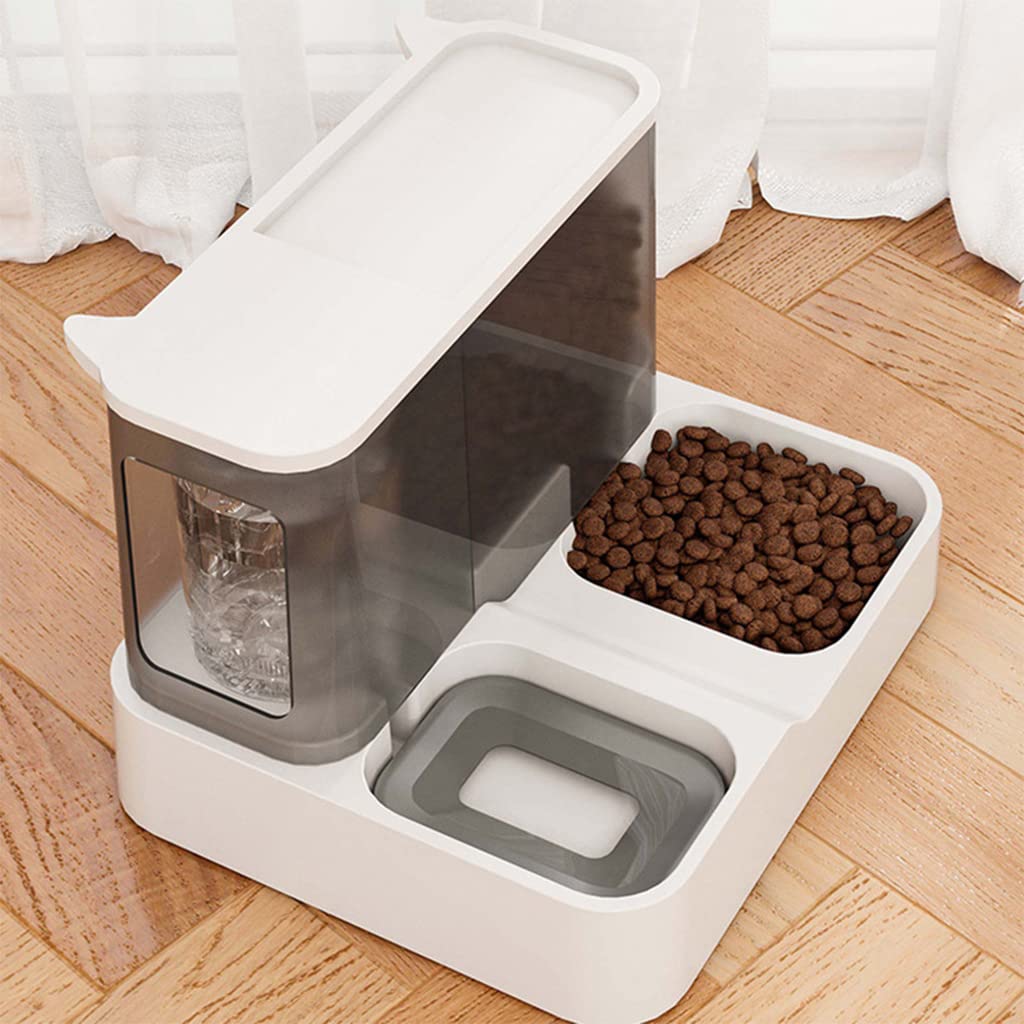 Qpets 2 in 1 Automatic Food Feeder and Water Dispenser Gravity Design Auto Feeding 3L Cat Food Dispenser Food Feeder and Auto Dog Water Dispenser 1 L for Small Medium Big Dog Pets Puppy Kittens