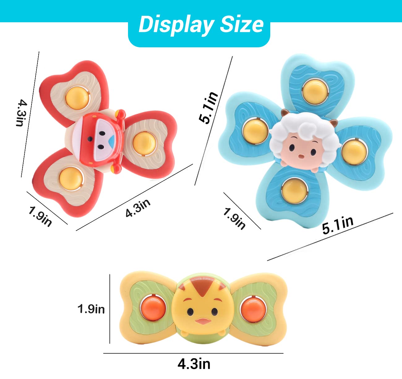 PATPAT Sensory Learning Toys for Toddlers 1-3, Baby 6-12-18 Months Suction Cup Toy,Baby Bathtub Bath Toys, Birthday Gifts for Boys and Girls Baby Distraction Toys Gift Toy (Lucky Edition)