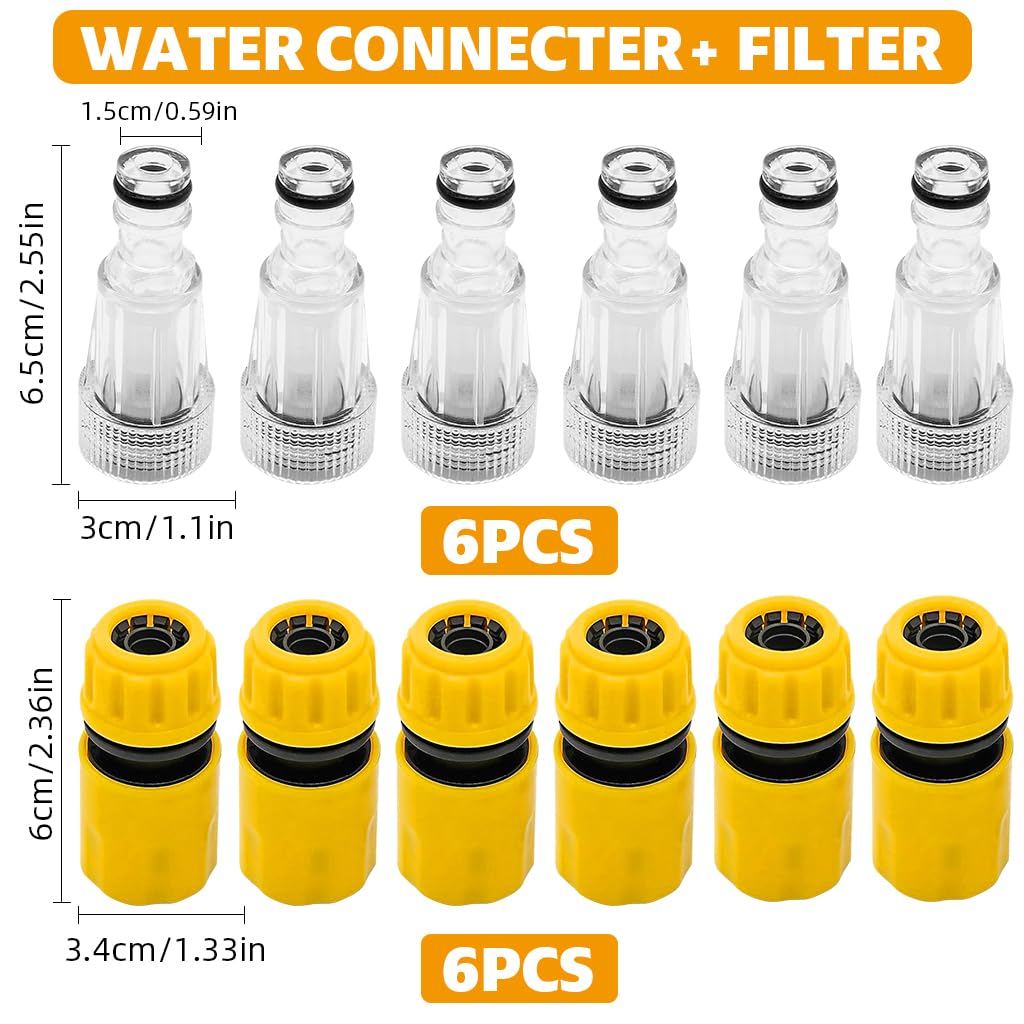 ORTIZA Washer Connectors Set for Garden Hose and Pressure Washer with Built in Filter | 12Pcs 1/2 and 3/4 Inch Durable Engineering Plastic Adapters