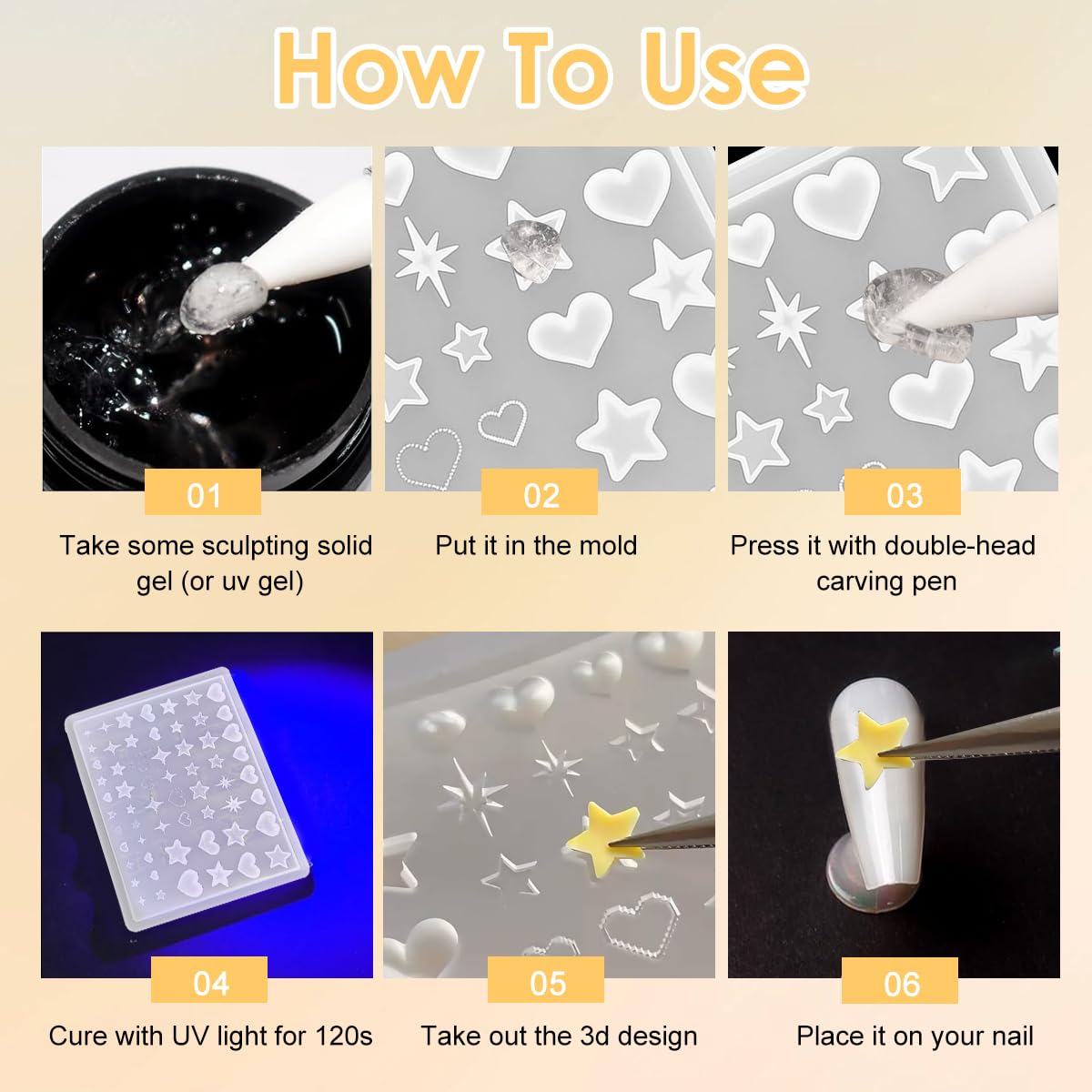 MAYCREATE Silicone Nail Molds for DIY 3D Nail Art with 59 Cavities | Flexible Resin Design