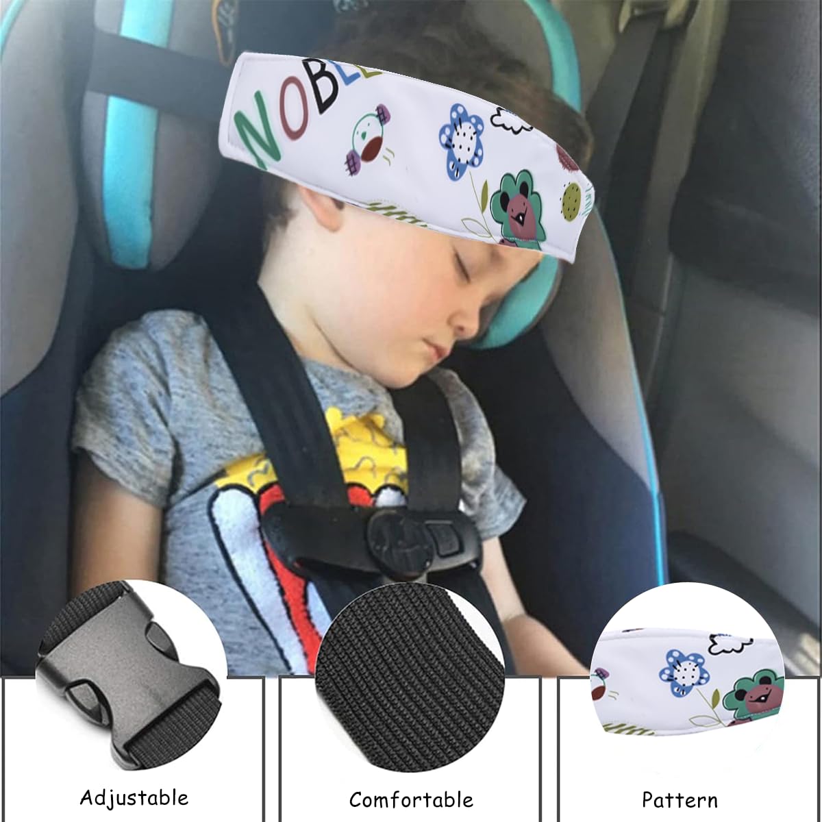 SNOWIE SOFT Baby Head Support for Car Seat with Quick Release Buckle | 2Pcs Cotton Strap