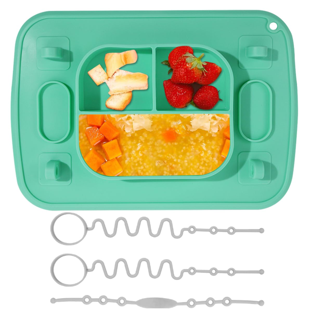 SNOWIE SOFT Silicone Baby Feeding Set for Mess‑Free Meals with 3‑Compartment Suction Plate | BPA‑Free Easy‑Clean Design
