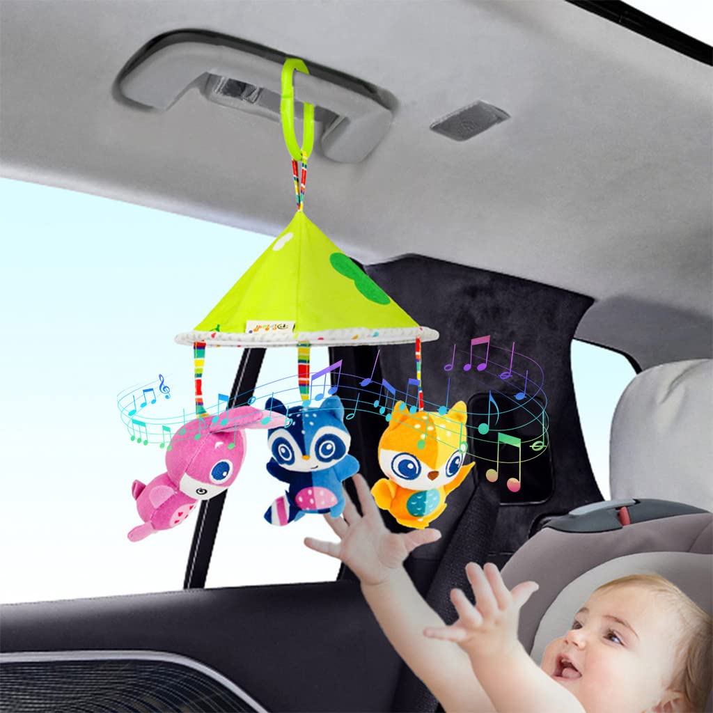 SNOWIE SOFT Hanging Toy for Baby with Rattle and Teether in Plush Multicolor Design | Soothing Chime for 0–12 Months