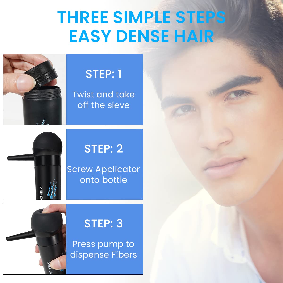 MAYCREATE® Hair Building Fiber Black with Spray Applicator Kit, 27.5g Instant Hair Fibers Powder Pump Nozzle Bottle Set for Men Women Conceal & Thicken Thinning Hair Area, Hair Loss