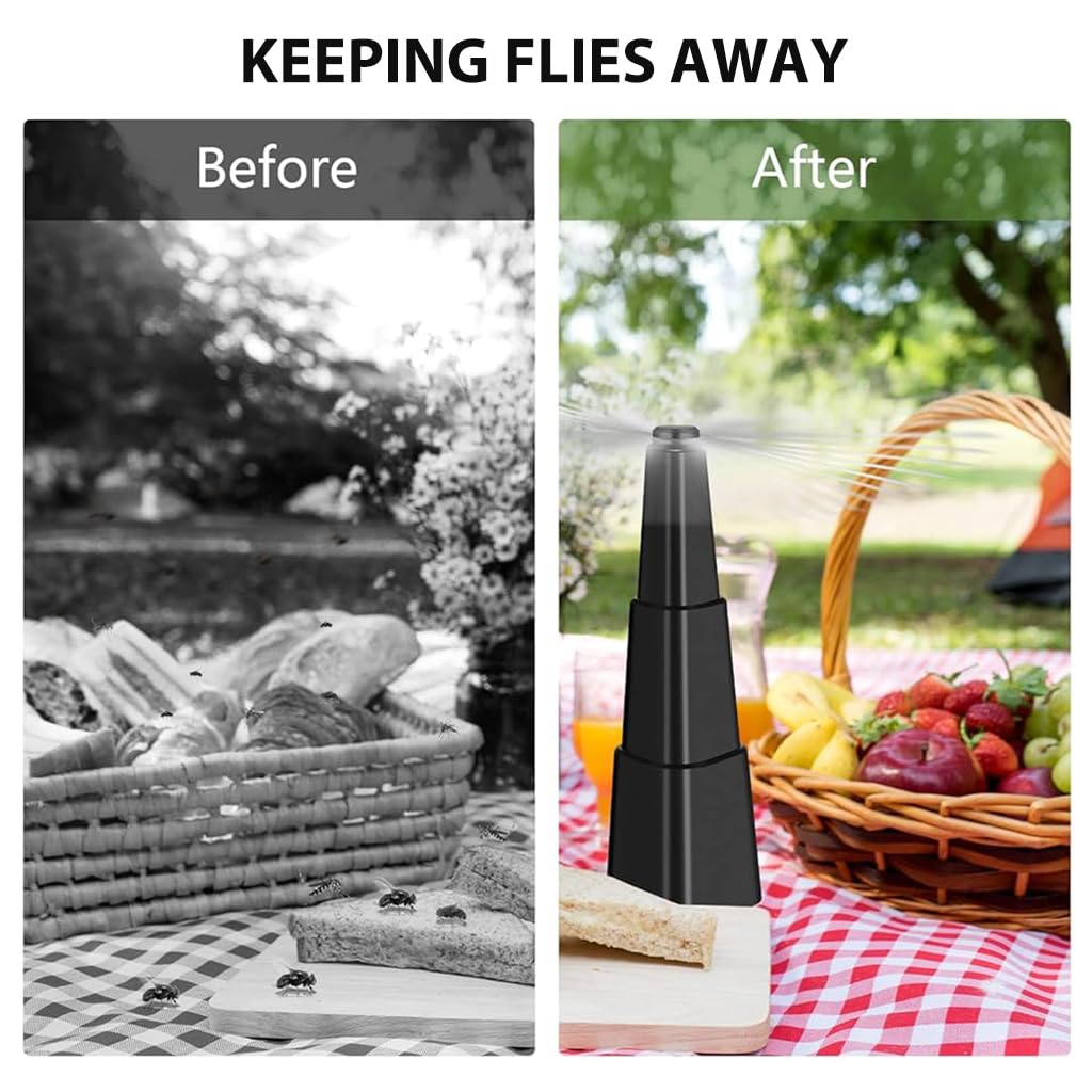 HASTHIP® Fly Repellent for Flies Bedbug, Insects, Retractable Fly Repellent Fan for for Kitchen, Dining Table, Portable Fly Trap Fan Keep Flies Bug Away from Food Outdoor Picnic (No Battery)