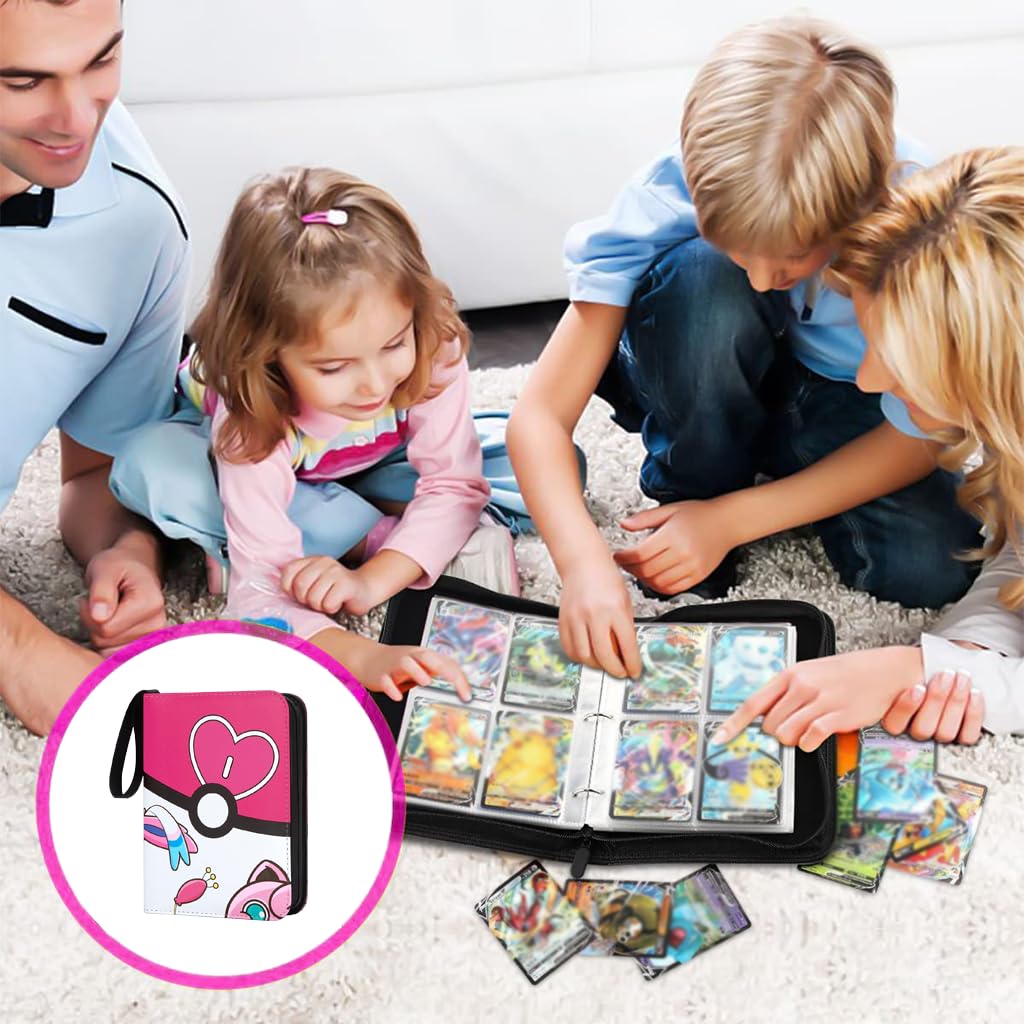 PATPAT® Poke-mon Game Card Binder for 400 Cards Trading Cards Holder Organizer, Poke-mon Cards Collection Bag Game Cards Binder Case, Game Cards Case Gifts for Kids Boys Girls