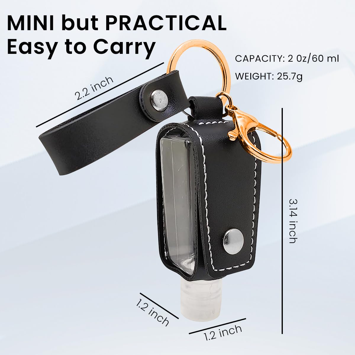 ZIBUYU Keychain for Car and Bike with Hand Sanitizer Holder Empty Bottle Small Size Refillable Cosmetic Containers for Handbags, Purse, Backpack Keychain for Bags Boys & Girls - 1