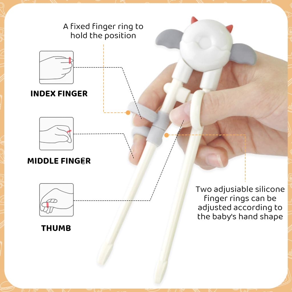 SNOWIE SOFT Kids Training Chopsticks Set for Ages 3–7 with Hinged Loops and Anti‑Slip Tips | BPA‑Free ABS Utensils