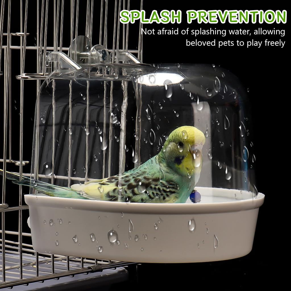 Qpets Bird Bathing Box for Cage with Transparent Roof Anti Splash Design 14 x 14 x 13 cm 3 pcs