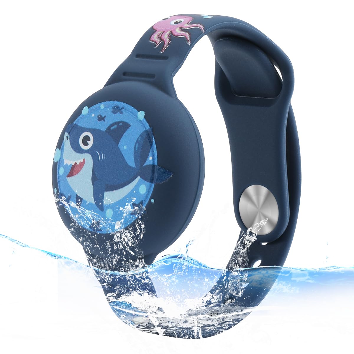 ZORBES Kids AirTag Bracelet Cartoon Shark Silicone Bracelet for AirTag Anti-Lost AirTag Bracelet Waterproof Full Cover Protection Silicone Cover for AirTag Adjustable Wrist Band for AirTag