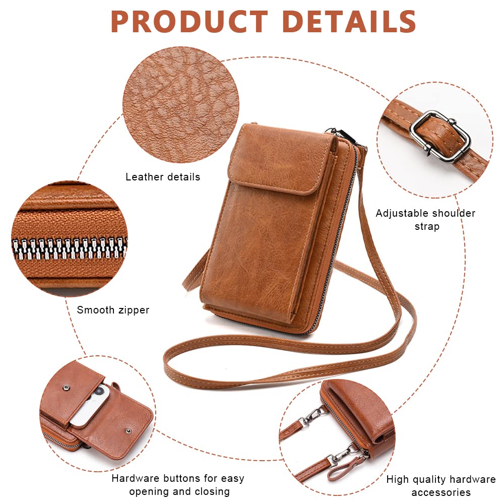 PALAY Crossbody Bags for Women with 11×4×18cm Capacity and Front Phone Pocket | Vintage Brown