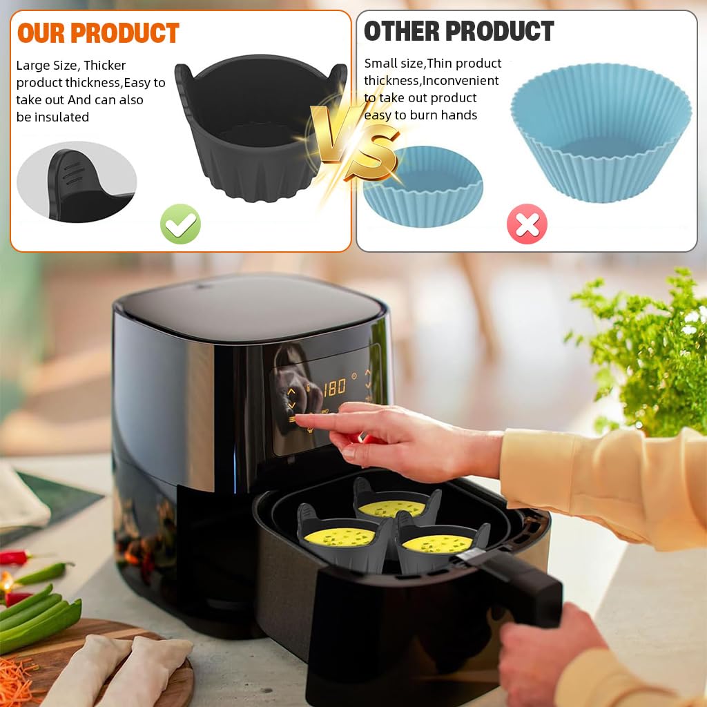 Supvox Baking Cups for Air Fryer featuring Grip Edges and Non Stick Food Grade Silicone | 4Pcs