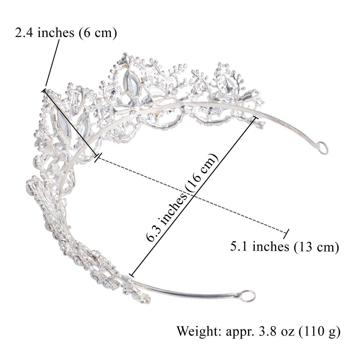 MAYCREATE Crystal Crown for Wedding and Birthday | 2.4 in Height with Stable Comb Design