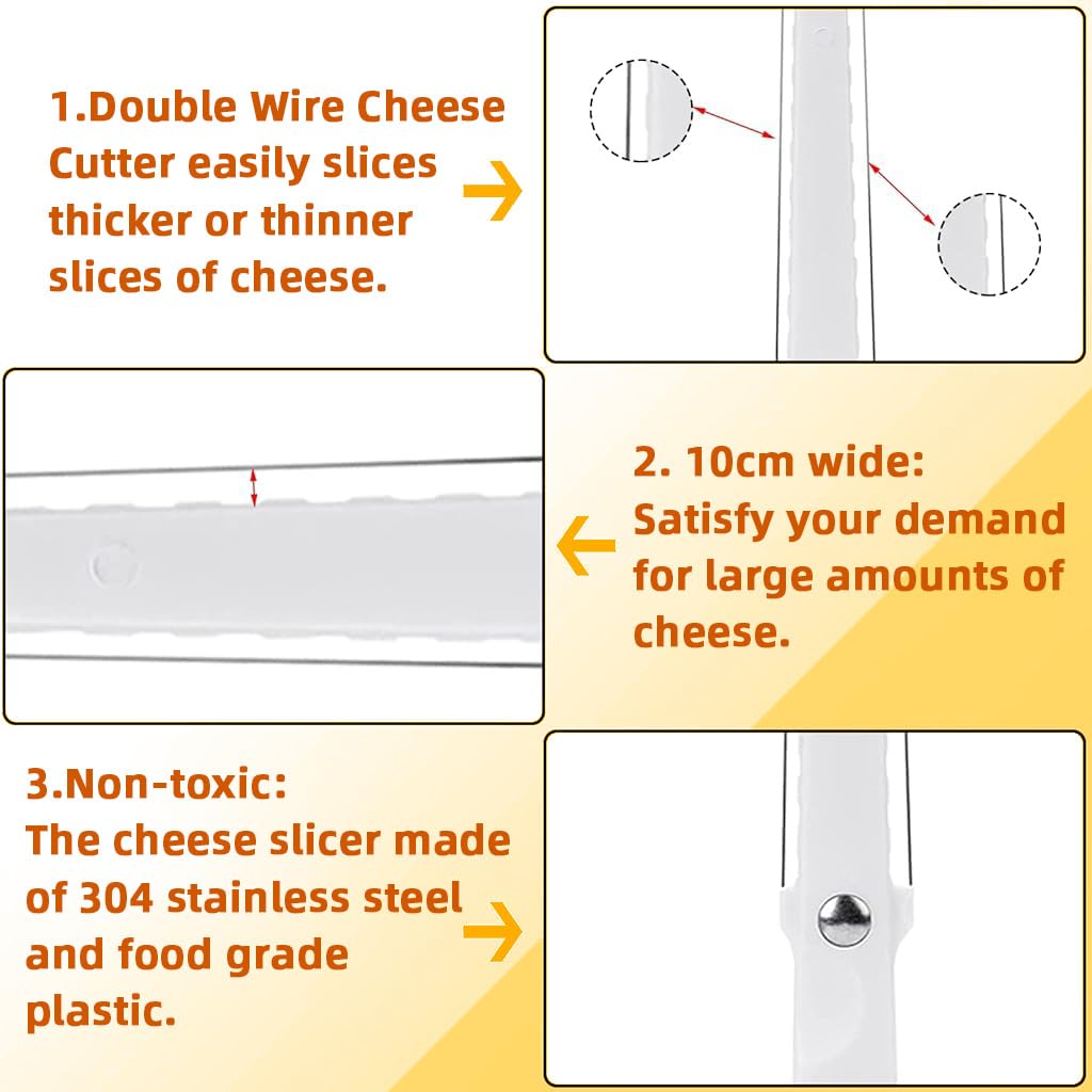 Zibuyu Wire Cheese Slicer for Home Cooking with Dual Wire Cutter and 304 Stainless Steel Body