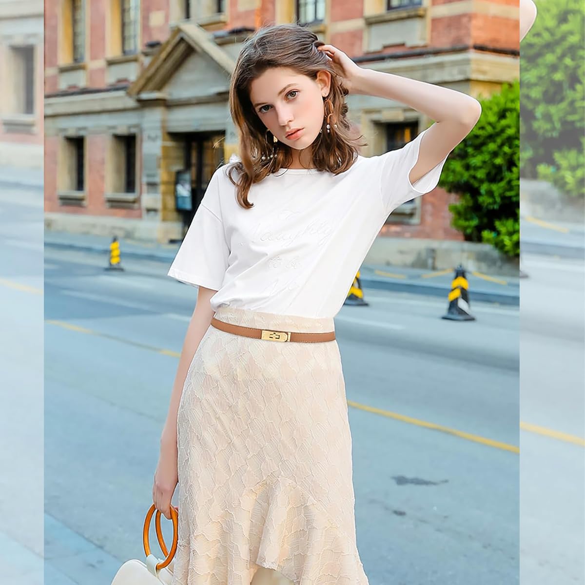 PALAY Waist Belt for Women featuring Alloy Turn Lock Buckle and Adjustable 65–105 cm Fit | Brown PU Leather Dress Accessory