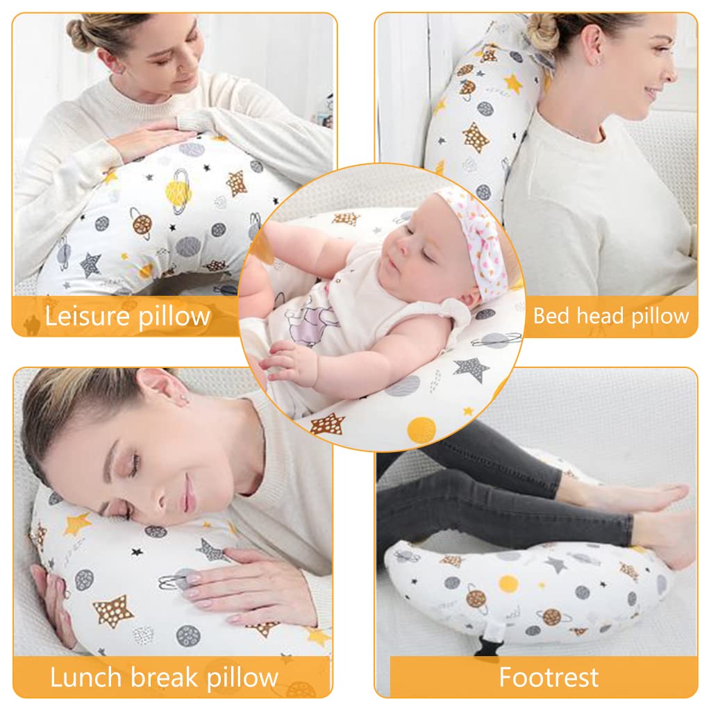 SNOWIE SOFT Baby Feeding Pillow for Mom with Adjustable Headrest and Cotton Cover | Washable Nursing Support Cushion