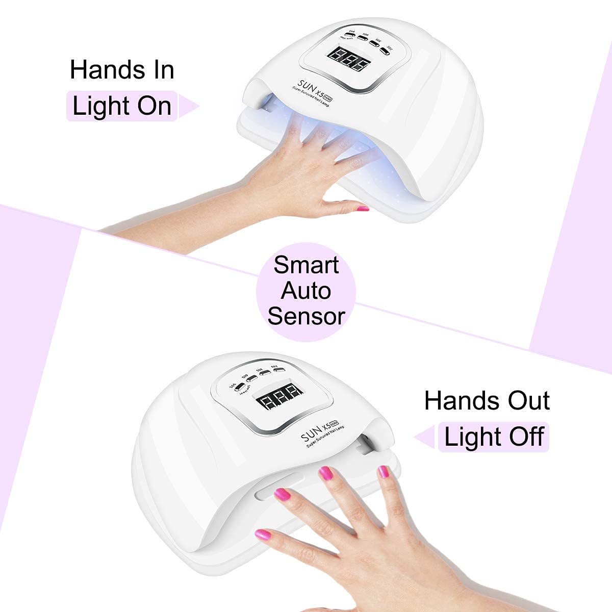 MAYCREATE LED UV Nail Lamp for Gel Polish with 45 LED Beads and Auto Sensor | 150W Quick Curing