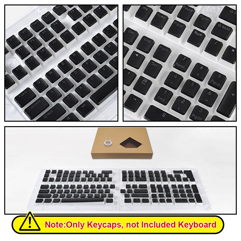 Verilux® 108-Key Pudding Keycaps General Keycaps with 21 Spare Keycaps PBT Pudding Keycaps Translucent Mechanical Keyboard Keycap for 61/62/68/84/87/104/108/980k Mechanical Keyboard, Black