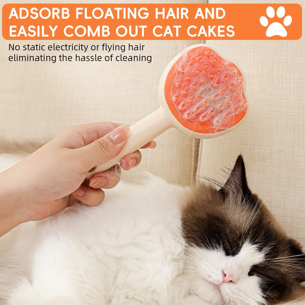 Qpets Cat Steam Brush for Dogs and Cats with 84 Soft Bristles and Rotatable Handle | USB Rechargeable Grooming Comb
