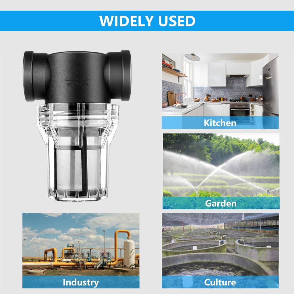 HASTHIP Water Pump Filter for Garden and Home Irrigation featuring 80 Mesh G3/4 25mm Stainless Steel Strainer | Easy Inline Installation