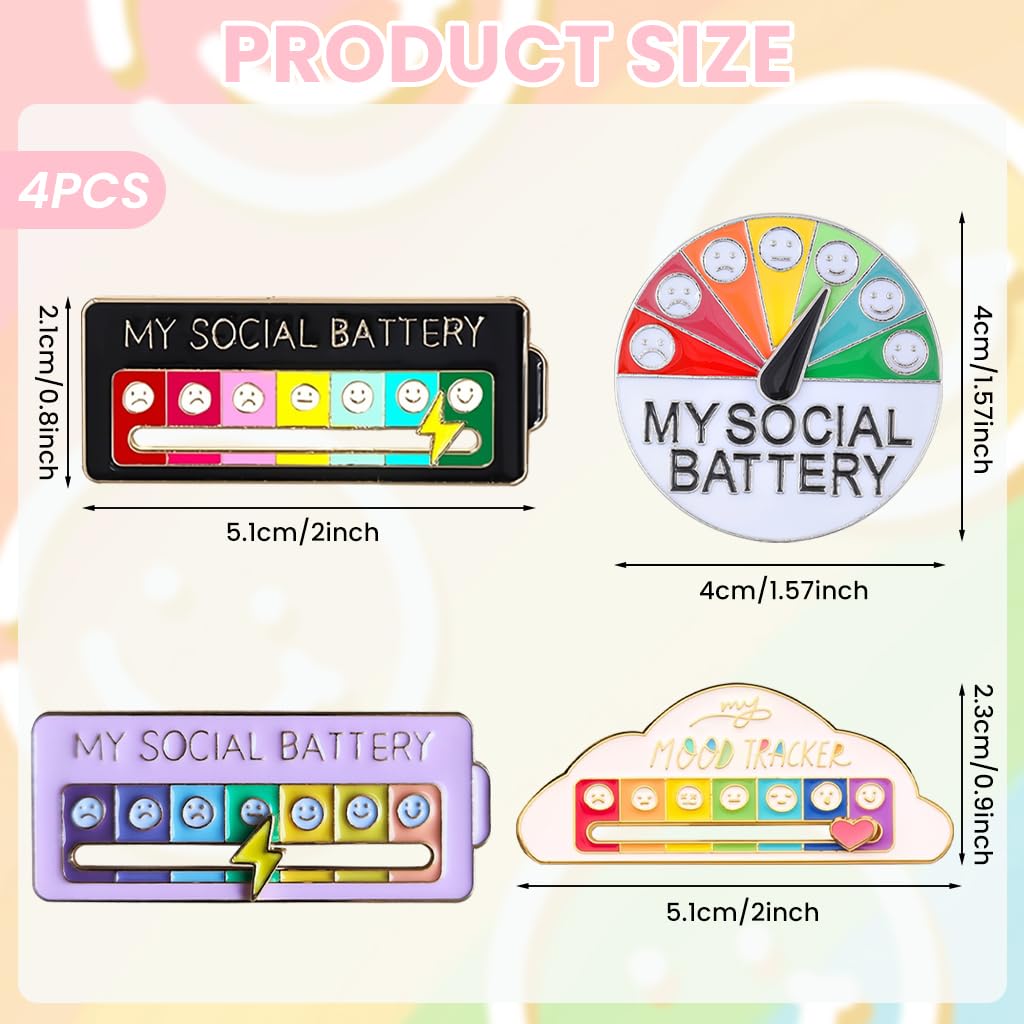 OFIFO Mood Tracker Enamel Pins Set for Jackets and Bags featuring Colorful Designs Pack of 4