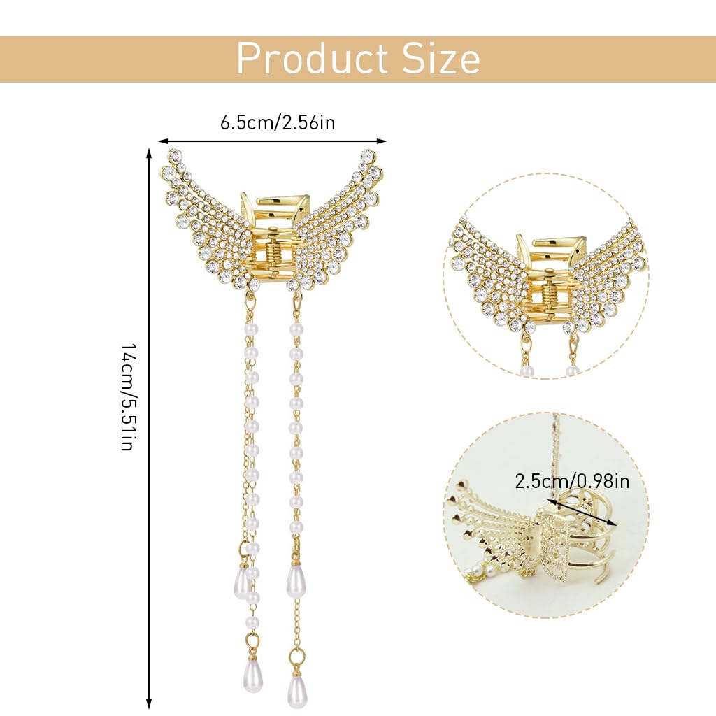 ZIBUYU Butterfly Hair Clips for Women with Rhinestones and Pearl Tassels | Elegant Accessory for Hairstyles and Gifts